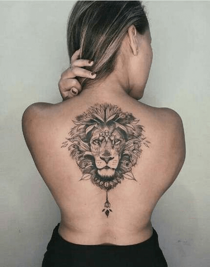 Tattoo on the Back of a Lion
